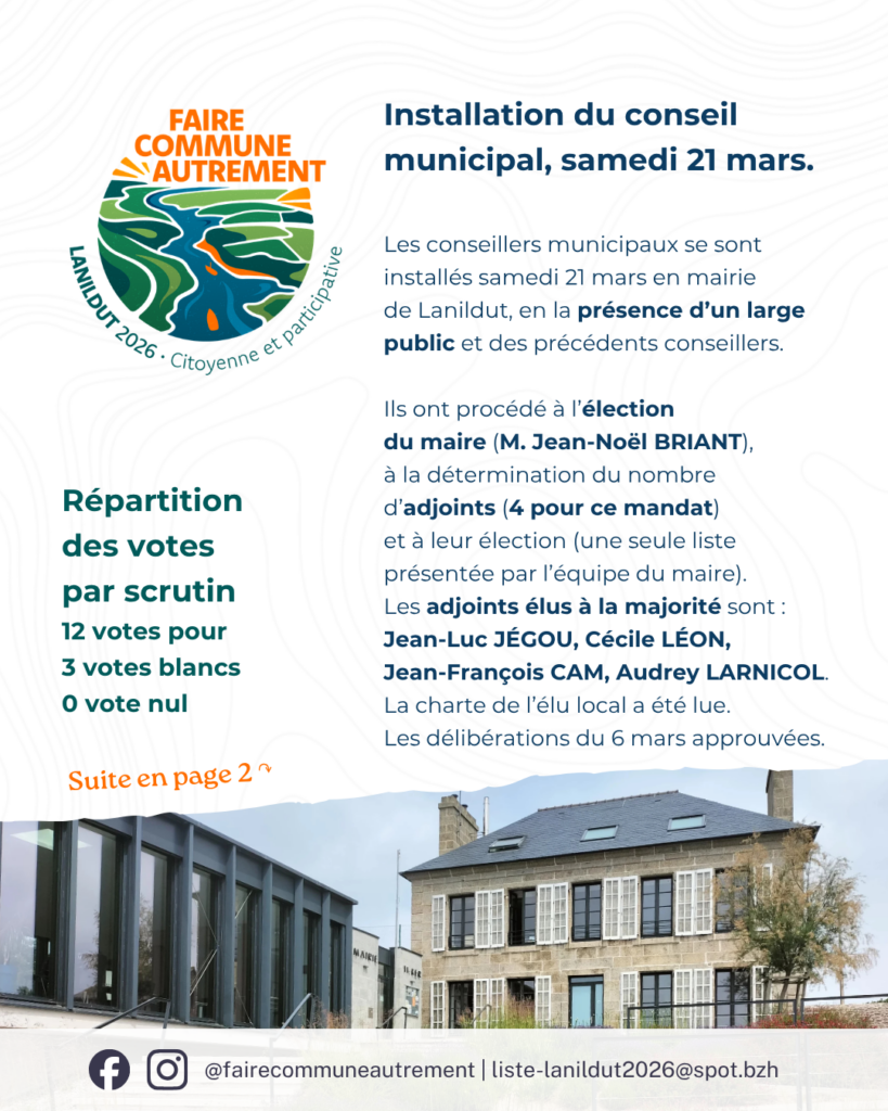 Premier conseil municipal de Lanildut du mandat 2026-2032