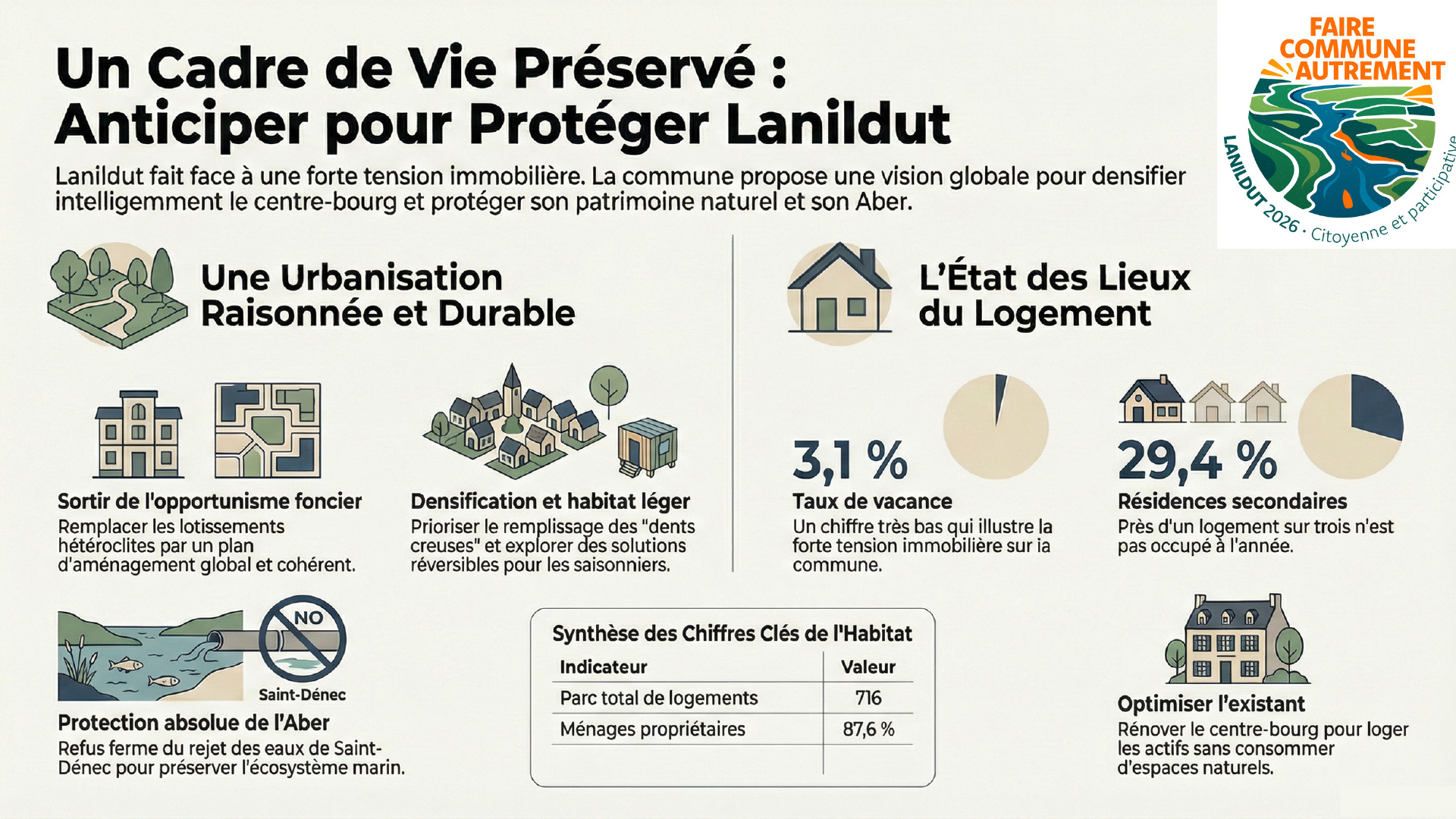 Infographie : un cadre de vie préservé ; anticiper pour protéger Lanildut