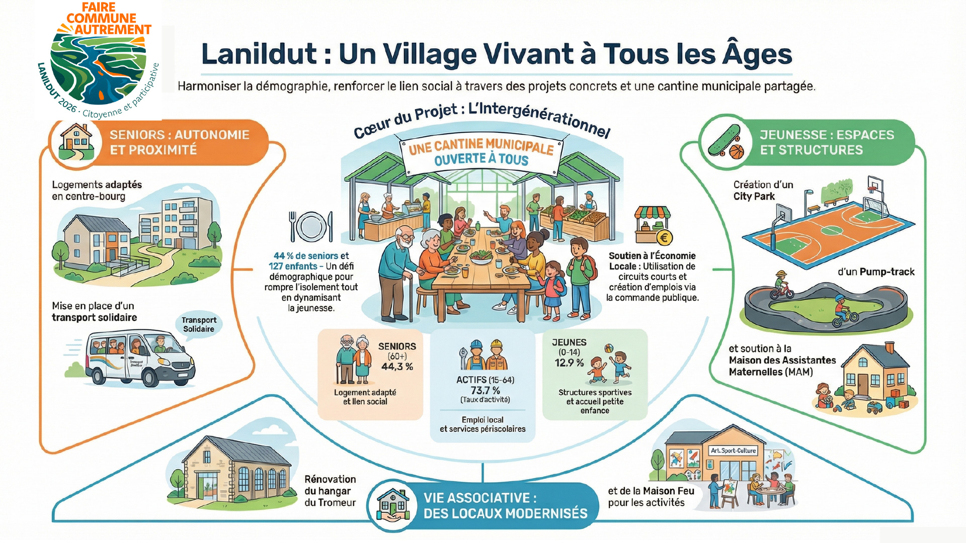 Infographie : un village vivant à tous les âges