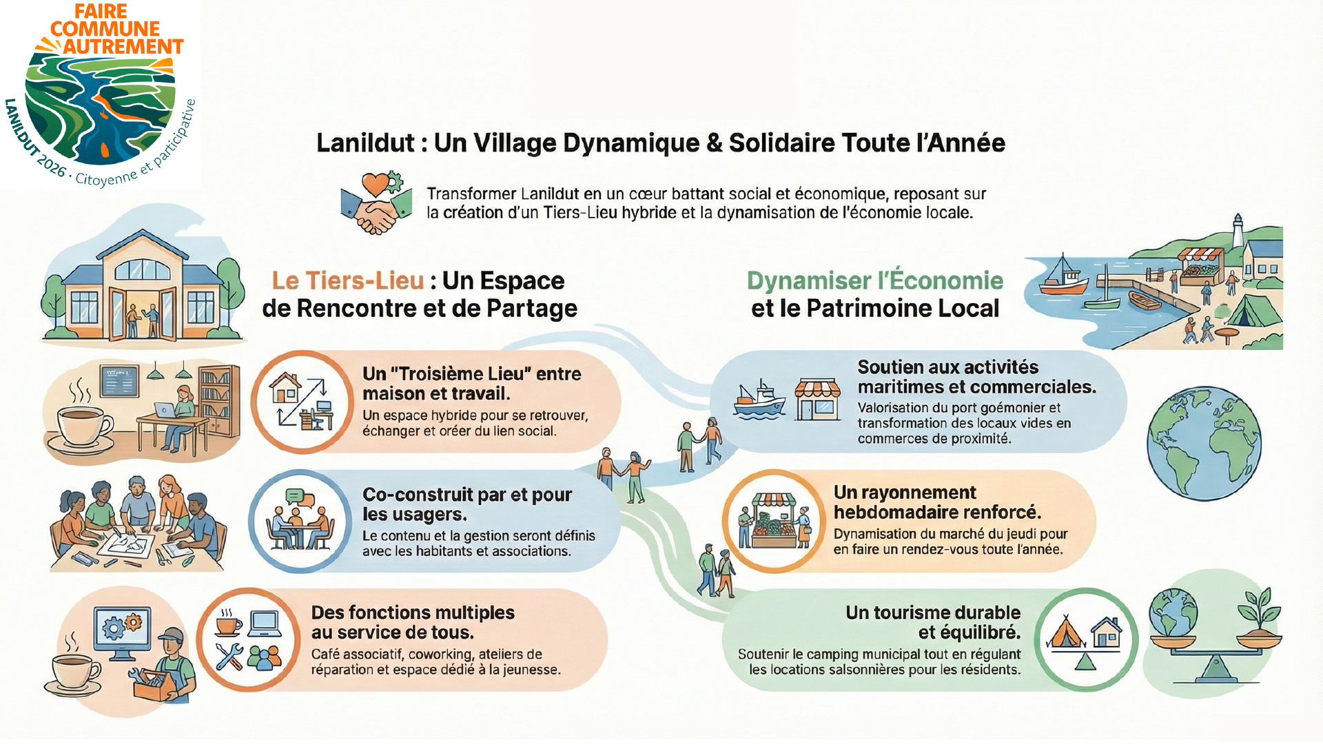 Infographie : un village dynamique et solidaire toute l'année